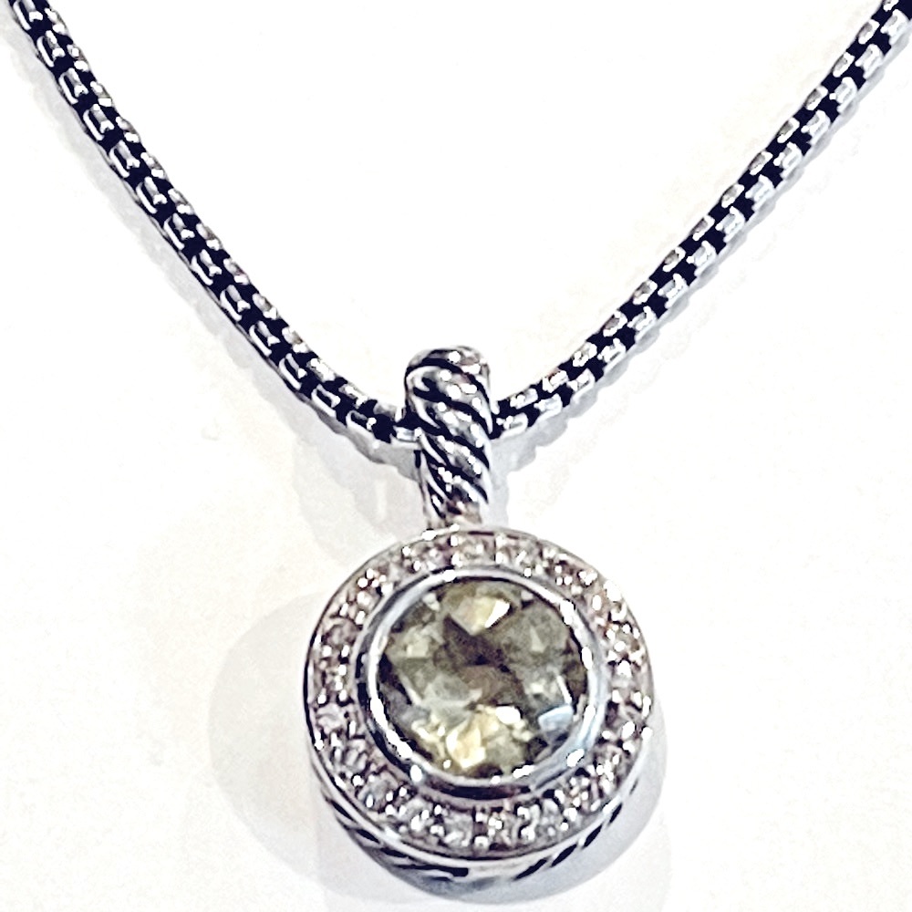 DAVID YURMAN Sterling Silver Lemon Citrine And Diamond Cerise Pendant - Picture 3 of 11